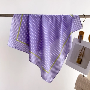 French Style Elegant Polka Dot Satin Square Scarf For Women Soft Polyester Neck Scarf Fashion Headscarf Decorative Bandana
