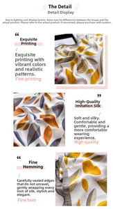 Close-up of leaf print silk scarf showing smooth texture and delicate rolled edges