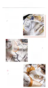 Detailed macro view of vintage clock print on silky satin scarf with fine edge stitching