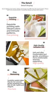 Detailed macro view of the smooth faux silk fabric with vibrant geometric prints and neat edges
