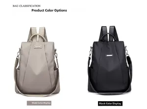 Waterproof Oxford fabric anti-theft backpacks for women in khaki and black colors