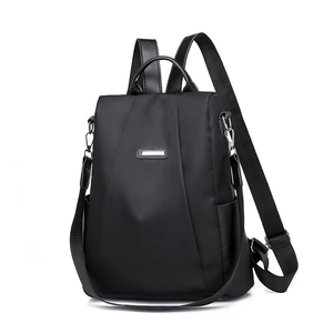 Waterproof black oxford anti-theft backpack for women with detachable shoulder strap