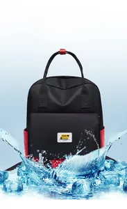 Waterproof Oxford cloth detail showing red side pocket and high-density material