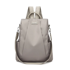 Waterproof grey oxford theft-proof backpack for women with detachable shoulder strap