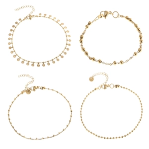 Stainless Steel Bracelet Anklet For Women 18K Gold Plated Minimalist Chain Jewelry With Beads And Enamel Charms