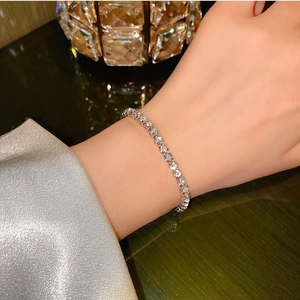 Elegant 3mm tennis bracelet featuring sparkling zircon stones set in polished steel