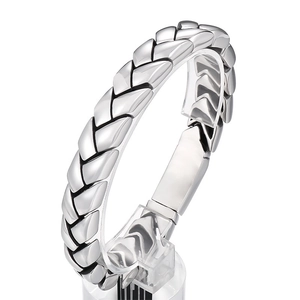 Men Stainless Steel Wheat Ear Link Bracelet Polished Punk Industrial Style Jewelry Accessory For Men
