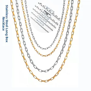 Detailed comparison of 1.5mm to 4.0mm stainless steel box chains in gold and silver