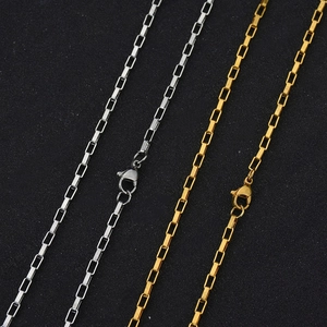 Polished stainless steel box chain necklaces in silver and gold with lobster clasp