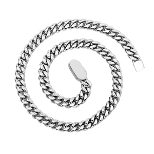 Cuban Link Chain Necklace Polished Stainless Steel Hip Hop Punk Streetwear Heavy Metal Jewelry For Men