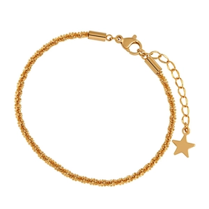 Detail of gold titanium twisted chain bracelet with lobster clasp and star charm