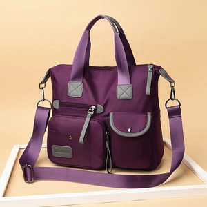Women Nylon Multi-Pocket Shoulder Bag Waterproof Casual Crossbody Tote Handbag Large Capacity Lightweight