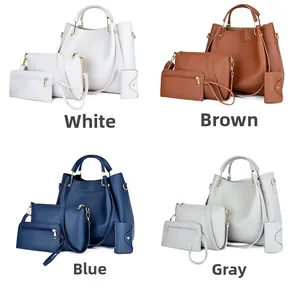 Ensemble de sacs à main 4 pièces pour femme avec cabas et pochette en quatre couleurs