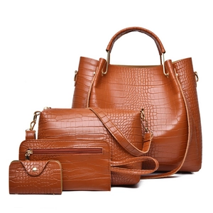 Crocodile Embossed PU Leather Tote Crossbody Bag Clutch Pouch And Wallet For Women Large Capacity Elegant Top Handle
