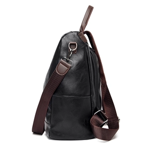 Business PU leather backpack for women with brown straps and anti-theft design