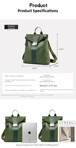 Detailansicht des gewebten Rucksacks mit Maßen 30x31x12cm und Schnallen-Spezifikationen