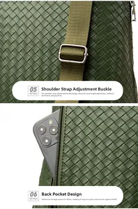 Details zu verstellbaren Trägern und versteckter Rückentasche des gewebten Rucksacks