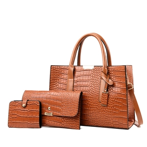 Crocodile Pattern PU Leather Handbag Tote Shoulder Bag Crossbody Bag With Clutch And Wallet Fashion Commuter For Women