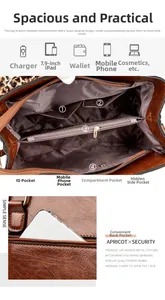 Brown crocodile pattern tote bag featuring multiple internal compartments and a back zipper pocket