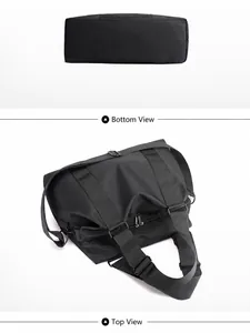 Vista dettagliata della parte superiore e inferiore della borsa da viaggio in nylon