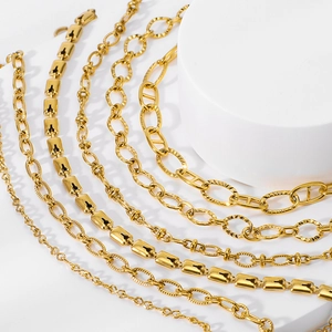 Minimalist 18k gold plated stainless steel figure-eight bracelet set on white display