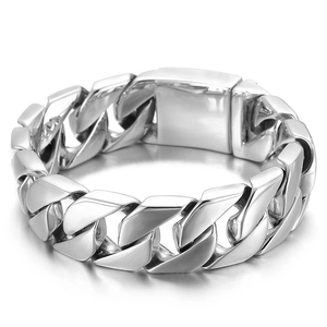 Bracelet Gourmette Homme Épais Acier Inoxydable Titane Poli Miroir Hip Hop Punk Style Industriel Bijoux Cadeau