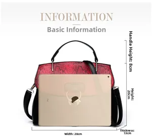 Detailed view of bicolor handbag dimensions with iPad reference for size comparison