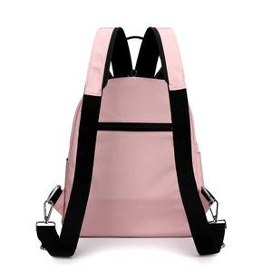 Pink Oxford fabric backpack for women with reflective strips and adjustable straps