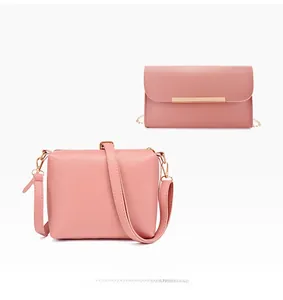 Ensemble de sacs à main roses en cuir PU avec détails dorés et bandoulière large tendance