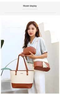 Three-piece set featuring large tote, shell bag and clutch with contrast tassel details