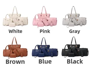 Vue détaillée de l'ensemble de 6 sacs à main disponible en six couleurs mates tendance