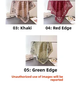 Detailed paisley patterns on silk-like scarves in khaki, burgundy, and olive green colors