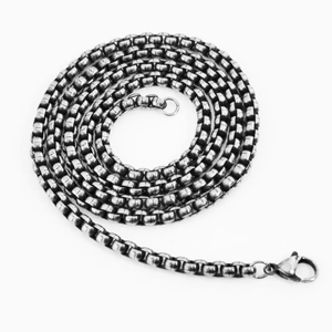 Collana vintage in acciaio inossidabile con catena box da 4,0 mm e chiusura a moschettone