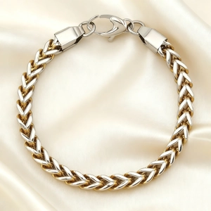 Bracciale Franco Wheat Chain in Acciaio Inossidabile Hip Hop per Uomo Donna 6mm Bracciale a Maglie Geometriche Lucido Gioielli