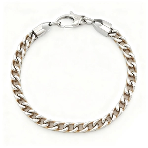Bracciale a catena cubana in argento lucido con fodera dorata e chiusura a moschettone