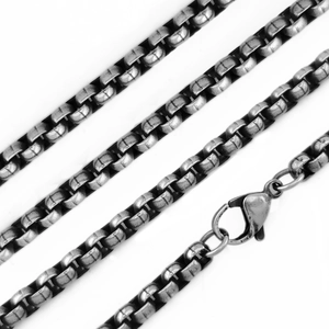 Collana A Catena Box Vintage Acciaio Inossidabile Finitura Ossidata Stile Retro Punk Gioielli Industriali Per Uomo Donna