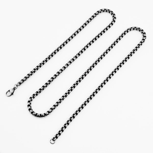 Collana vintage in acciaio inossidabile da 4mm con maglie quadrate nere e argento