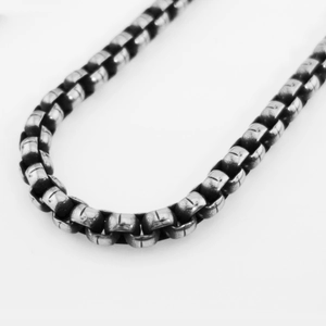 Collana a catena box in acciaio inossidabile vintage con finitura ossidata