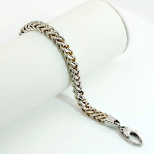 Macro di bracciale a catena Franco argento con grande chiusura a moschettone su supporto