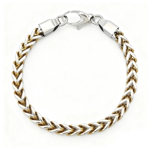 Bracciale a catena wheat bicolore lucido con maglie oro e argento e chiusura a moschettone