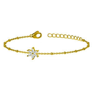 Ensemble de bijoux minimaliste en acier doré avec pendentif fleur à six pétales étincelants