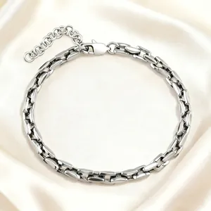 Stainless Steel Link Chain Bracelet For Men Women Vintage Black Silver Adjustable Chunky Paperclip Cubic Zirconia Jewelry
