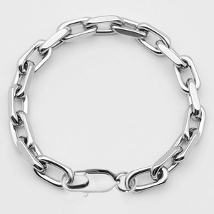Polished stainless steel paperclip chain bracelet with a secure lobster clasp