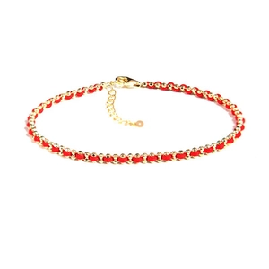 Geflochtenes Rotes Seil Armband Mit 18K Vergoldeten Edelstahl Perlen Minimalistischer Glücksschmuck Für Damen Herren Verstellbar