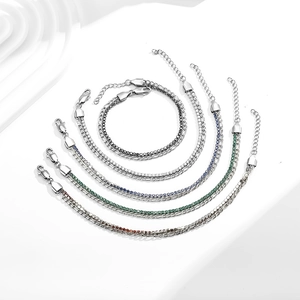 Bracciali a doppio strato in acciaio inossidabile con zirconi e catena tipo Figaro