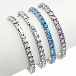 Bracelet De Tennis Collier En Acier Inoxydable Entièrement Glacé Zircone Cubique Hip Hop Bijoux Pour Unisexe