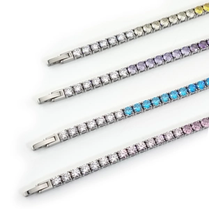 Détails de bracelets tennis dégradés colorés sertis de pierres de zircone cubique