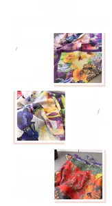 Detail showing the herringbone weave texture and high-quality printed silk scarf patterns