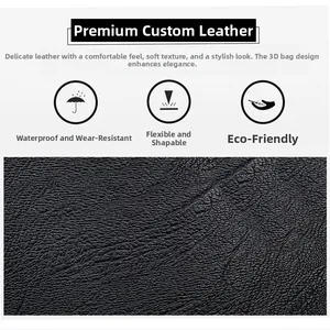 Detailed view of black litchi texture leather with waterproof and wear-resistant features