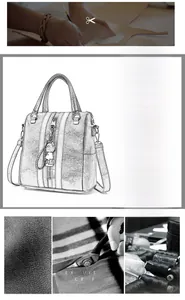 Detailed close-up of silver crocodile grain texture and bear charm on the versatile backpack